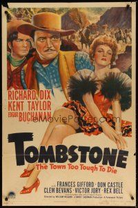 3h894 TOMBSTONE THE TOWN TOO TOUGH TO DIE style A 1sh '42 Dix, sexy full-length Frances Gifford!