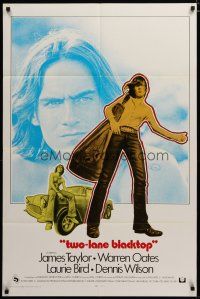 3h912 TWO-LANE BLACKTOP int'l 1sh '71 James Taylor is the driver, Warren Oates is GTO, Laurie Bird!