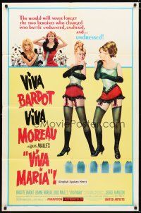 3h928 VIVA MARIA style B 1sh '66 Louis Malle, sexiest French babes Brigitte Bardot & Jeanne Moreau!