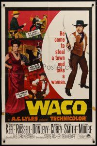 3h932 WACO 1sh '66 Howard Keel came to steal a town & take sexy Jane Russell!