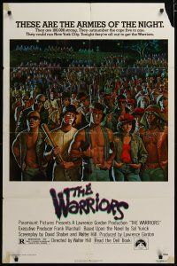 3h940 WARRIORS 1sh '79 Walter Hill, Jarvis artwork of the armies of the night!