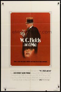 3h931 W.C. FIELDS & ME 1sh '76 Rod Steiger, Perrine, biography, great artwork holding cocktail!