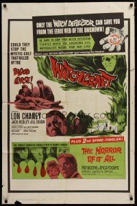 3h970 WITCHCRAFT/HORROR OF IT ALL 1sh '64 Lon Chaney Jr, they returned to reap BLOOD HAVOC!