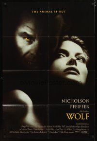 3h973 WOLF int'l 1sh '94 Jack Nicholson, Michelle Pfeiffer, the animal is out!