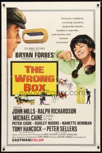 3h981 WRONG BOX 1sh '66 Michael Caine looks through mail slot at pretty girl, English sex!
