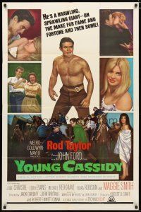 3h988 YOUNG CASSIDY 1sh '65 John Ford, bellowing, brawling, womanizing Rod Taylor!
