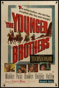 3h993 YOUNGER BROTHERS 1sh '49 outlaw brothers Wayne Morris, Bruce Bennett & Robert Hutton!