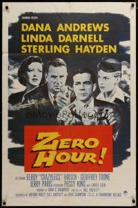 3h997 ZERO HOUR 1sh '57 Dana Andrews, Linda Darnell, Sterling Hayden, parodied in Airplane!