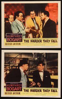 3j910 HARDER THEY FALL 2 LCs '56 cool images of Humphrey Bogart drinking, w/ Rod Steiger, boxing!