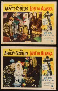3j921 LOST IN ALASKA 2 LCs '52 wacky images of Bud Abbott & Lou Costello, Eskimo Iron Eyes Cody!