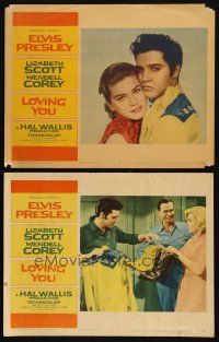 3j923 LOVING YOU 2 LCs '57 Elvis Presley, Lizabeth Scott, Wendell Corey & pretty Dolores Hart!
