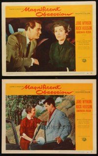 3j924 MAGNIFICENT OBSESSION 2 LCs '54 blind Jane Wyman w/Rock Hudson, Douglas Sirk directed!