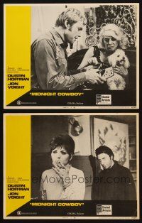 3j927 MIDNIGHT COWBOY 2 LCs '69 Dustin Hoffman, Jon Voight, Vaccaro, John Schlesinger classic!