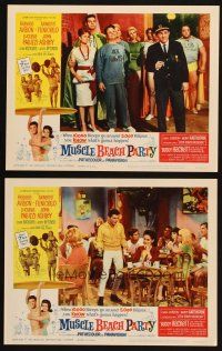 3j930 MUSCLE BEACH PARTY 2 LCs '64 Frankie Avalon & Luciana Paluzzi, Don Rickles, great images!