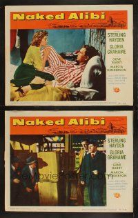 3j934 NAKED ALIBI 2 LCs '54 cool images of sexy Gloria Grahame & Sterling Hayden!