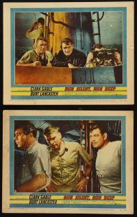 3j950 RUN SILENT, RUN DEEP 2 LCs '58 great close up of Burt Lancaster glaring at Clark Gable!