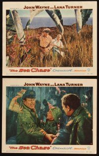 3j952 SEA CHASE 2 LCs '55 cool images of John Wayne and sexy Lana Turner in World War II!