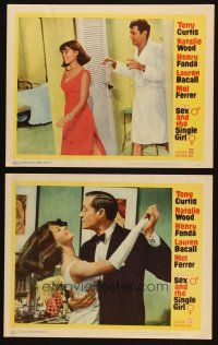 3j953 SEX & THE SINGLE GIRL 2 LCs '65 images of sexiest Natalie Wood with Tony Curtis, Mel Ferrer!