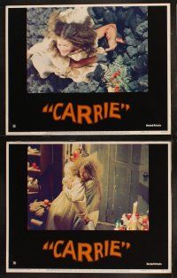 3j087 CARRIE 8 LCs '76 Stephen King, Sissy Spacek, includes best card with ending spoiler!