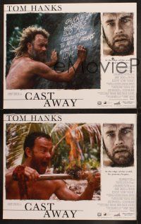 3j092 CAST AWAY 8 LCs '00 Tom Hanks stranded alone on a desert island, Robert Zemeckis