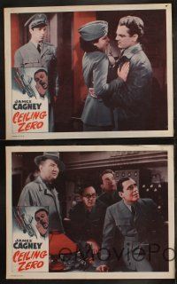 3j704 CEILING ZERO 4 LCs R56 James Cagney & June Travis in uniform, directed by Howard Hawks