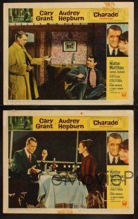 3j524 CHARADE 7 LCs '63 James Coburn, Cary Grant & sexy Audrey Hepburn, Stanley Donen!
