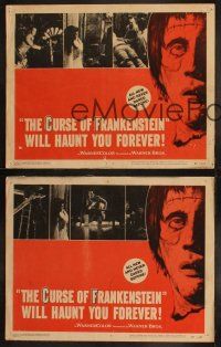 3j786 CURSE OF FRANKENSTEIN 3 LCs '57 Peter Cushing, cool close up monster artwork + 3 scenes!