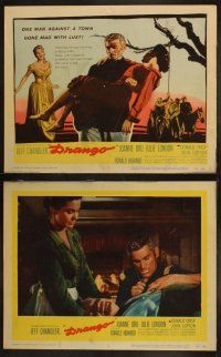 3j130 DRANGO 8 LCs '57 Joanne Dru, soldier Jeff Chandler, a man against a town gone mad with lust!