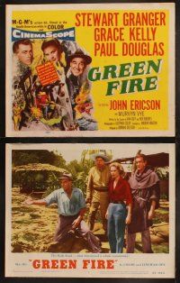3j179 GREEN FIRE 8 LCs '54 beautiful Grace Kelly, Stewart Granger, Paul Douglas!
