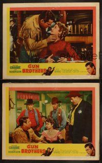 3j796 GUN BROTHERS 3 LCs '56 cool cowboy western images of Buster Crabbe & brother Neville Brand!
