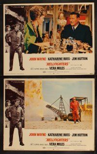 3j206 HELLFIGHTERS 8 LCs '69 John Wayne as fireman Red Adair, Katharine Ross, cool action scenes!
