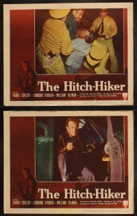 3j211 HITCH-HIKER 8 LCs '53 film noir images of Frank Lovejoy, Edmon O'Brien, and William Talman!