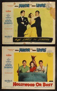 3j213 HOLLYWOOD OR BUST 8 LCs '56 close up of awestruck Jerry Lewis & sexiest Anita Ekberg!