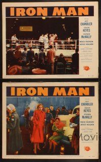 3j724 IRON MAN 4 LCs '51 Jeff Chandler in the ring, sexy Evelyn Keyes, Rock Hudson boxing!