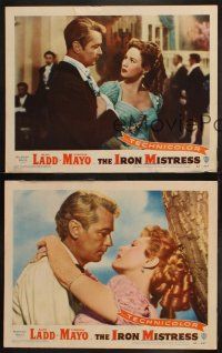 3j805 IRON MISTRESS 3 LCs '52 wonderful romantic close images of Alan Ladd and Virginia Mayo!