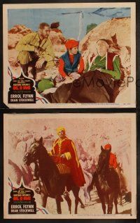 3j811 KIM 3 LCs '50 Errol Flynn & Dean Stockwell in mystic India, from Rudyard Kipling story!