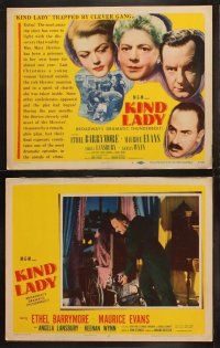 3j243 KIND LADY 8 LCs '51 John Sturges, Keenan Wynn, Ethel Barrymore & Angela Lansbury!
