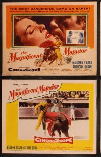 3j279 MAGNIFICENT MATADOR 8 LCs '55 Budd Boetticher, Anthony Quinn, Maureen O'Hara, bullfighting!