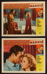 3j294 MARNIE 8 LCs '64 Sean Connery & Tippi Hedren in Alfred Hitchcock's suspenseful sex mystery!c