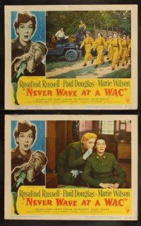 3j320 NEVER WAVE AT A WAC 8 LCs '53 sexy Rosalind Russell & Marie Wilson in uniform in World War II