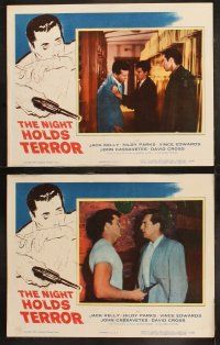 3j323 NIGHT HOLDS TERROR 8 LCs '55 John Cassavetes, a gasp in your throat and a gun at your back!