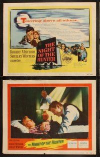 3j324 NIGHT OF THE HUNTER 8 LCs '55 Robert Mitchum, Winters, Laughton's classic noir!