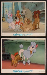 3j337 OLIVER & COMPANY 8 LCs '88 cartoon images of Walt Disney cats & dogs in New York City!