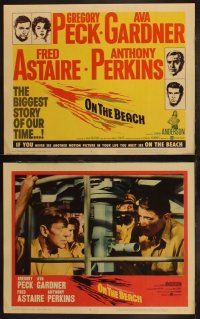 3j340 ON THE BEACH 8 LCs '59 by Gregory Peck, art of Gregory Peck,Ava Gardner,Fred Astaire & Perkins