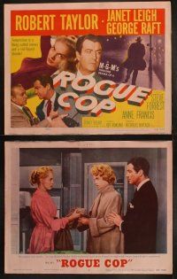 3j382 ROGUE COP 8 LCs '54 Robert Taylor, George Raft, sexy Janet Leigh is a thing called temptation!