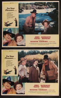 3j383 ROOSTER COGBURN 8 LCs '75 John Wayne in the title role with eyepatch & Katharine Hepburn!