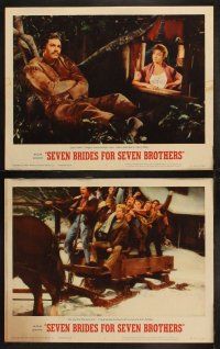 3j395 SEVEN BRIDES FOR SEVEN BROTHERS 8 LCs R62 art of Jane Powell & Howard Keel, MGM musical!