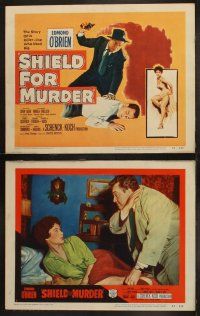 3j402 SHIELD FOR MURDER 8 LCs '54 Edmond O'Brien is a dame-hungry killer cop, sexy Marla English!
