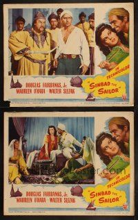 3j832 SINBAD THE SAILOR 3 LCs '46 Douglas Fairbanks Jr. & Maureen O'Hara out of the Arabian Nights!