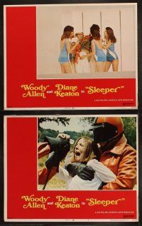 3j412 SLEEPER 8 LCs '74 Woody Allen, Diane Keaton, wacky futuristic sci-fi comedy